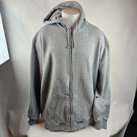 LL Bean Katahdin Iron Works Sweatshirt Mens 2XLT Tall Grey Hoodie Full Zip Heavy - Picture 1 of 8